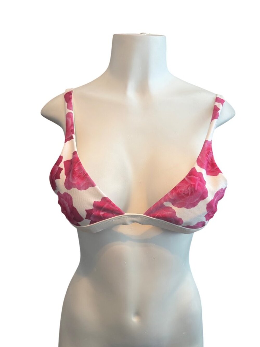 Mandalynn Swimwear Gypsy Rose White Bikini Top Adjustable Straps Size L Nylon/Sp